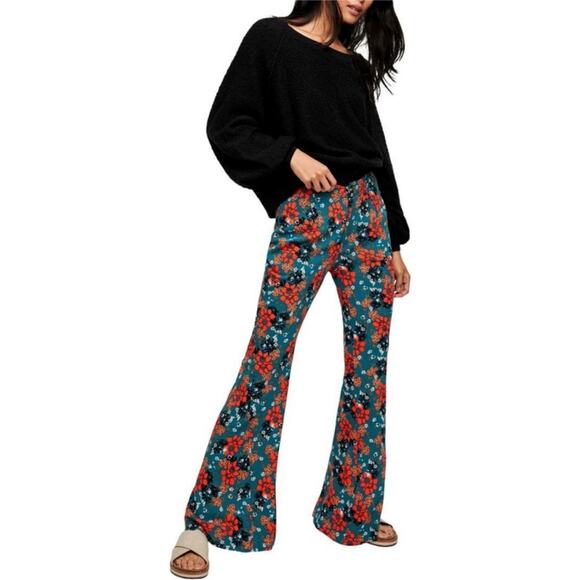 Free People Pants - Free People Can't Take My Eyes Off You Flare Floral Pants Green Size M